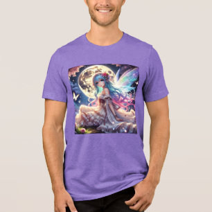 Anime Girl Moon Fairy Princess in de tuin Tri-Blend Shirt