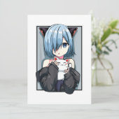 Anime Girl Neko Catgirl pasteel Kawaii Cat Manga J Kaart (Staand voorkant)