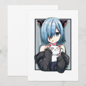 Anime Girl Neko Catgirl pasteel Kawaii Cat Manga J Kaart (Voorkant / Achterkant)