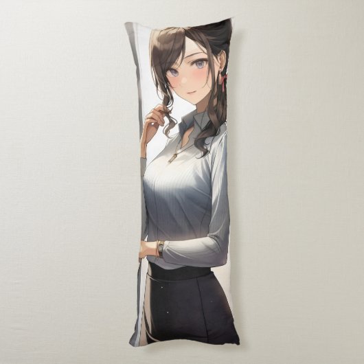 Anime Girl Office Worker Lichaamskussen (Achterkant (Verticaal))