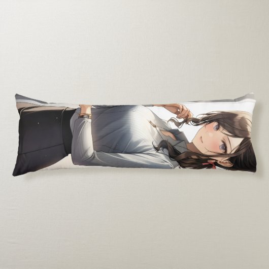 Anime Girl Office Worker Lichaamskussen (Voorkant)