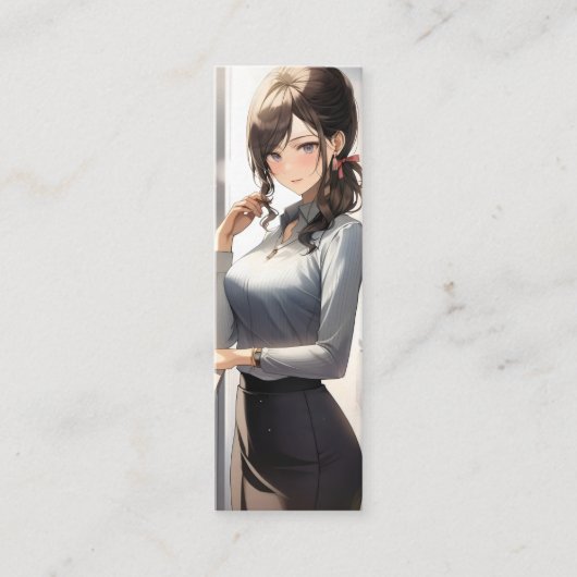Anime Girl Office Worker Mini Visitekaartje (Voorkant)