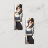 Anime Girl Office Worker Mini Visitekaartje (Voorkant / Achterkant)