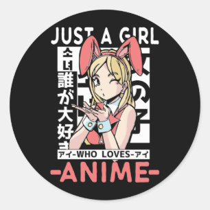 Anime Girl Otaku Teen Japans komisch ventilatan Ronde Sticker