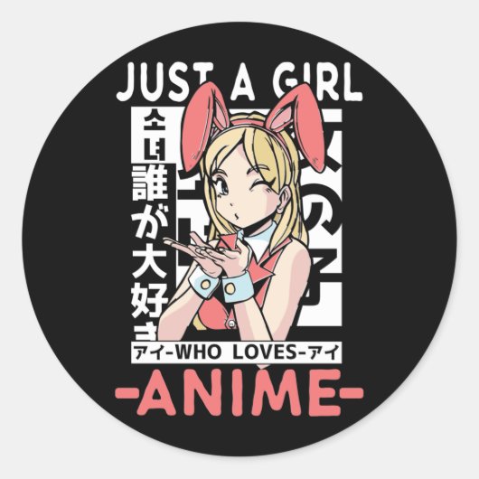 Anime Girl Otaku Teen Japans komisch ventilatan Ronde Sticker (Voorkant)