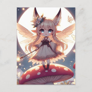 Anime Girl Pixie Hippie Moon Fairy Briefkaart