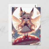 Anime Girl Pixie Hippie Moon Fairy Briefkaart (Voorkant / Achterkant)