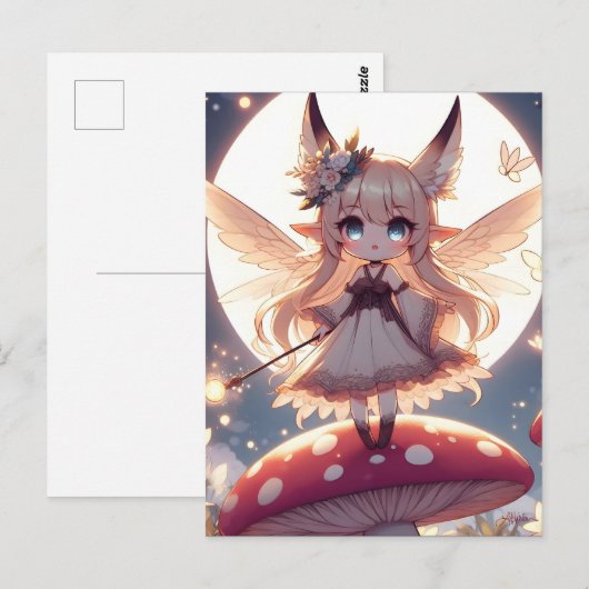 Anime Girl Pixie Hippie Moon Fairy Briefkaart (Voorkant / Achterkant)