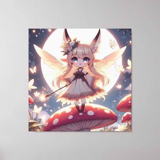 Anime Girl Pixie Hippie Moon Fairy Canvas Afdruk (Voorkant)