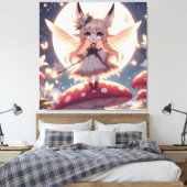 Anime Girl Pixie Hippie Moon Fairy Canvas Afdruk (Insitu (Slaapkamer))