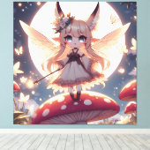 Anime Girl Pixie Hippie Moon Fairy Canvas Afdruk (Insitu (Houten vloer))