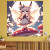 Anime Girl Pixie Hippie Moon Fairy Canvas Afdruk (Insitu (Woonkamer))