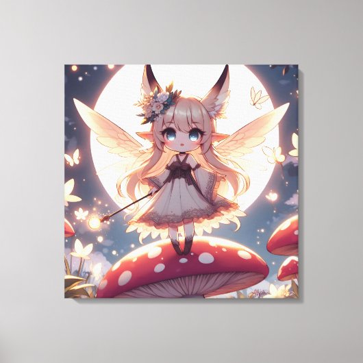 Anime Girl Pixie Hippie Moon Fairy Canvas Afdruk (Voorkant)