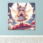 Anime Girl Pixie Hippie Moon Fairy Canvas Afdruk (Insitu (Houten vloer))