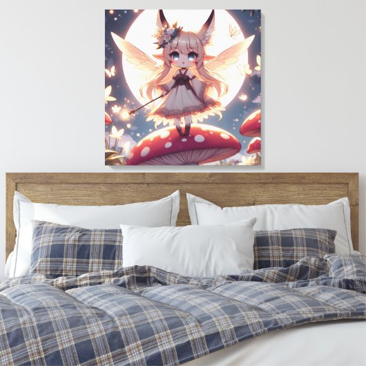 Anime Girl Pixie Hippie Moon Fairy Canvas Afdruk (Insitu (Slaapkamer))