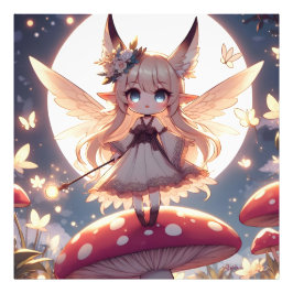 Anime Girl Pixie Hippie Moon Fairy Foto Afdruk