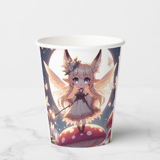 Anime Girl Pixie Hippie Moon Fairy Papieren Bekers (Achterkant)