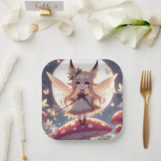 Anime Girl Pixie Hippie Moon Fairy Papieren Bordje (Huwelijk)