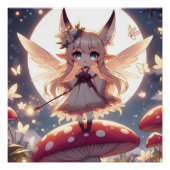 Anime Girl Pixie Hippie Moon Fairy Perfect Poster (Voorkant)