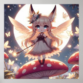 Anime Girl Pixie Hippie Moon Fairy Poster (Voorkant)