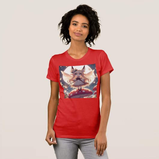 Anime Girl Pixie Hippie Moon Fairy T-shirt (Voorkant volledig)