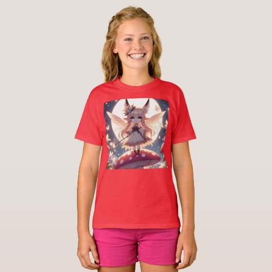 Anime Girl Pixie Hippie Moon Fairy T-shirt (Voorkant volledig)