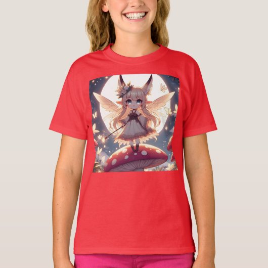 Anime Girl Pixie Hippie Moon Fairy T-shirt (Voorkant)
