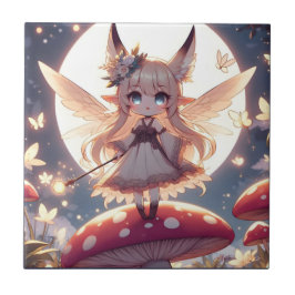 Anime Girl Pixie Hippie Moon Fairy Tegeltje