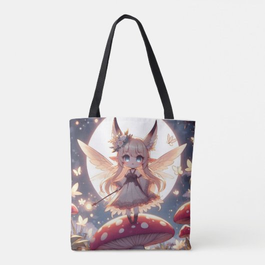 Anime Girl Pixie Hippie Moon Fairy Tote Bag (Achterkant)
