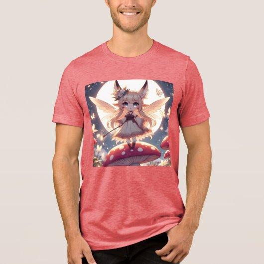 Anime Girl Pixie Hippie Moon Fairy Tri-Blend Shirt (Voorkant)