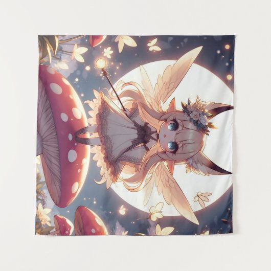 Anime Girl Pixie Hippie Moon Fairy Wandkleed (Voorkant (horizontaal))