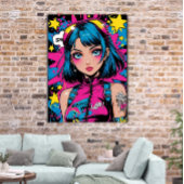 Anime Girl Poster-Moderne Pop Art Style Wall Deco Poster