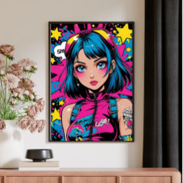 Anime Girl Poster-Moderne Pop Art Style Wall Deco Poster