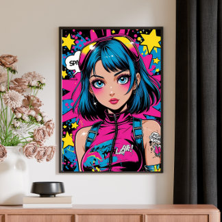 Anime Girl Poster-Moderne Pop Art Style Wall Deco Poster