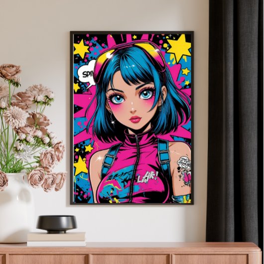 Anime Girl Poster-Moderne Pop Art Style Wall Deco Poster