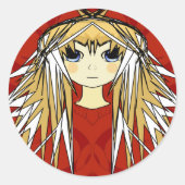 Anime Girl Power Ronde Sticker (Voorkant)