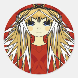 Anime Girl Power Ronde Sticker