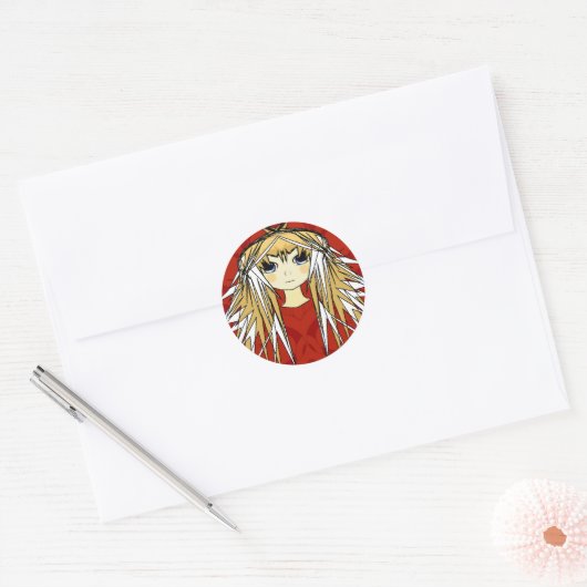 Anime Girl Power Ronde Sticker (Envelop)