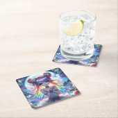 Anime Girl Rainbow Hair Singing Moon Fairy Kartonnen Onderzetters (Insitu)