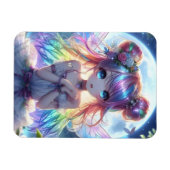 Anime Girl Rainbow Hair Singing Moon Fairy Magneet (Horizontaal)