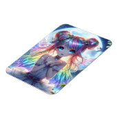 Anime Girl Rainbow Hair Singing Moon Fairy Magneet (Linkerzijde)