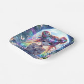 Anime Girl Rainbow Hair Singing Moon Fairy Papieren Bordje (Gebogen)