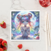 Anime Girl Rainbow Hair Singing Moon Fairy Servet (Insitu)
