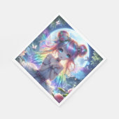 Anime Girl Rainbow Hair Singing Moon Fairy Servet (Hoek)