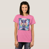 Anime Girl Rainbow Hair Singing Moon Fairy T-shirt (Voorkant volledig)