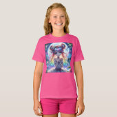Anime Girl Rainbow Hair Singing Moon Fairy T-shirt (Voorkant volledig)