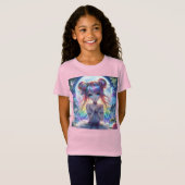 Anime Girl Rainbow Hair Singing Moon Fairy T-shirt (Voorkant volledig)