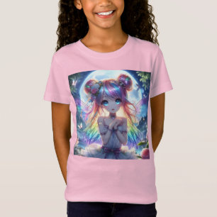 Anime Girl Rainbow Hair Singing Moon Fairy T-shirt
