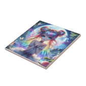 Anime Girl Rainbow Hair Singing Moon Fairy Tegeltje (Zijkant)