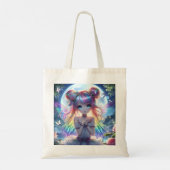 Anime Girl Rainbow Hair Singing Moon Fairy Tote Bag (Achterkant)